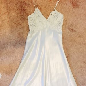 Satin Chemise by Intimo Amoré Made in USA Imported Fabric White XS